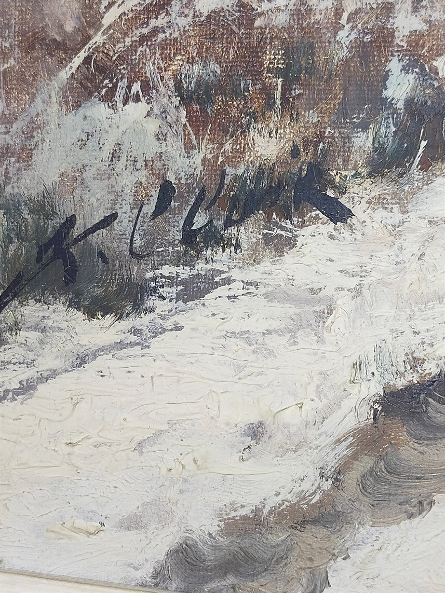 Paysage enneig&eacute;  signature a d&eacute;chiffrer -photo-4