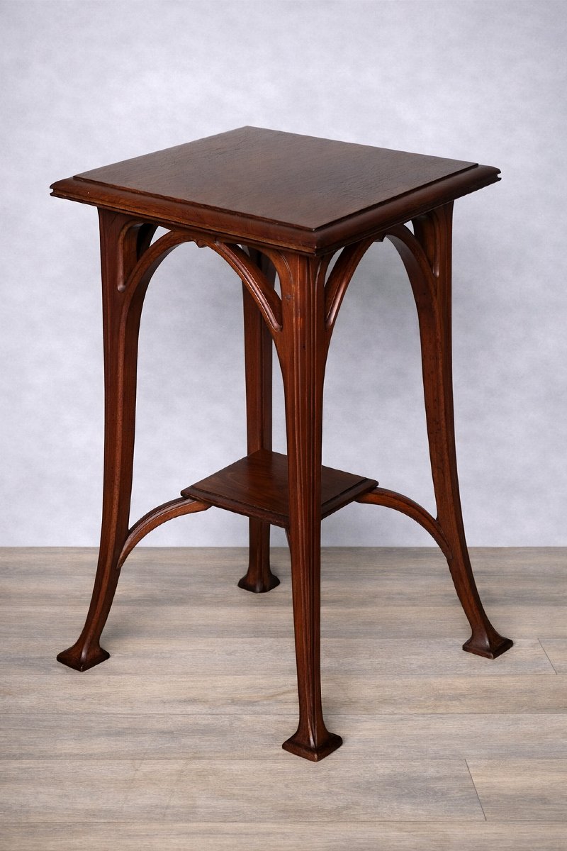 Sellette Art Nouveau en acajou massif – ( Majorelle gallé gauthier nancy )-photo-4