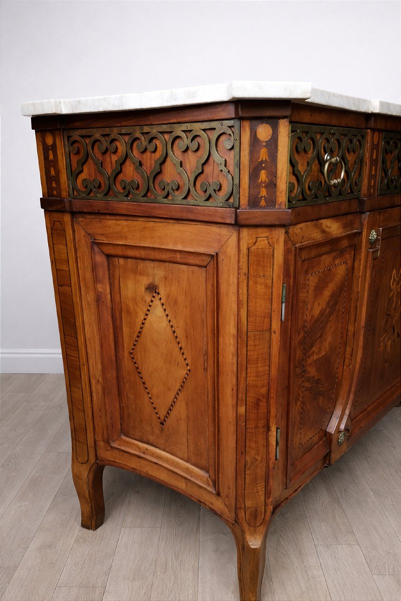 Commode en marqueterie et bronze (buffet enfilade)-photo-2