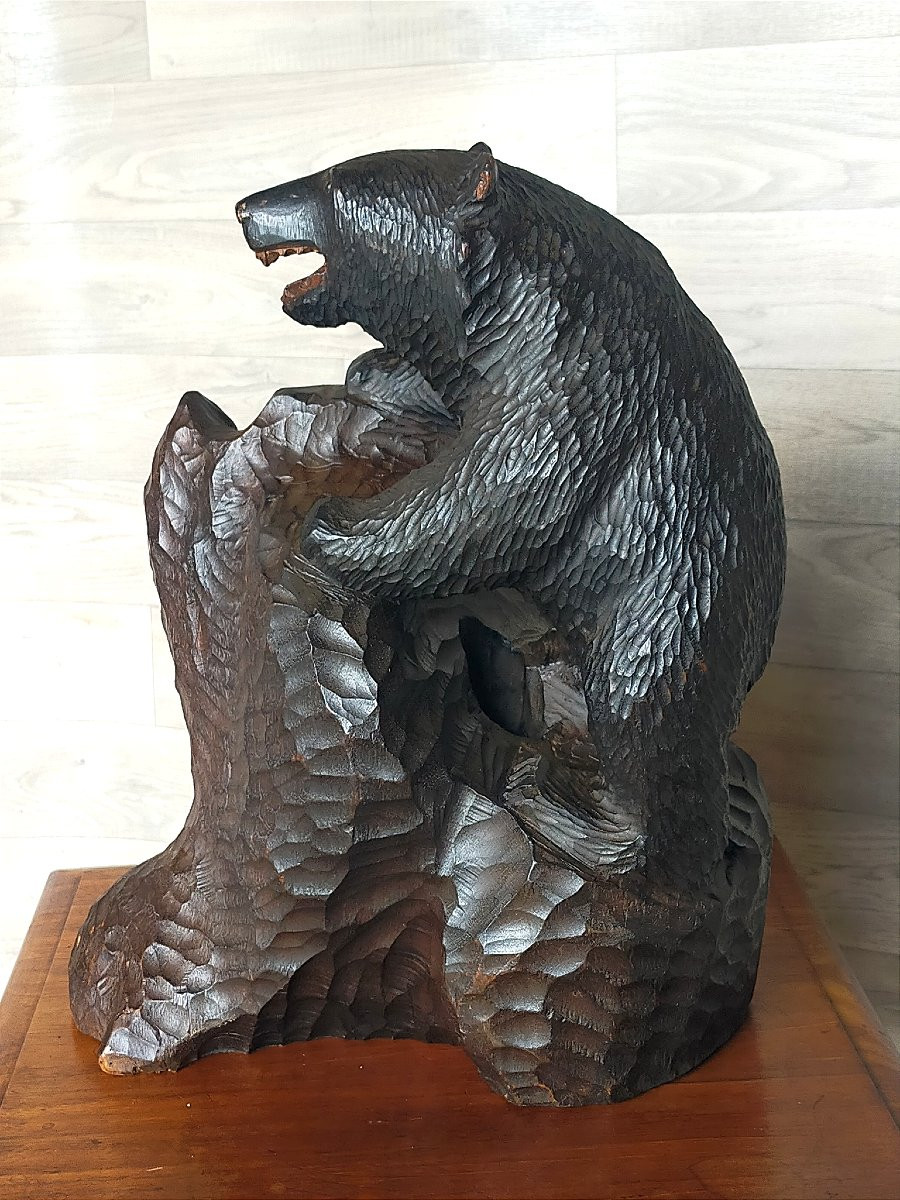 Ours en bois sculpt&eacute; travail de la foret noir -photo-3