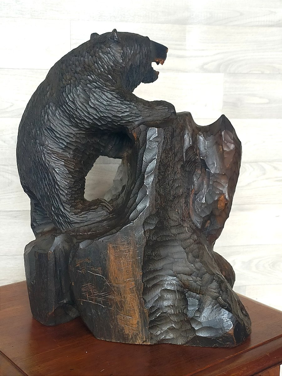 Ours en bois sculpt&eacute; travail de la foret noir -photo-4