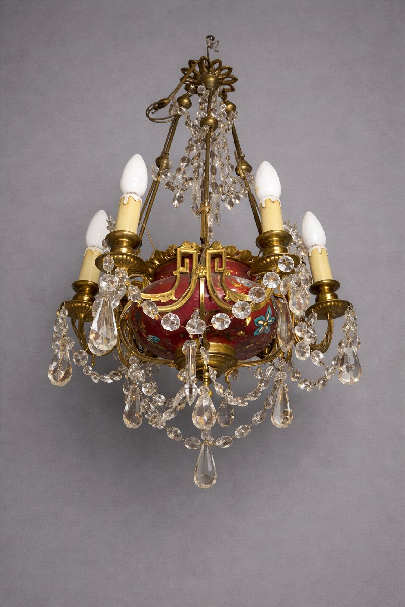 Louis XVI Chandelier In Gilt Bronze And Porcelain (sarregunemines)-photo-3