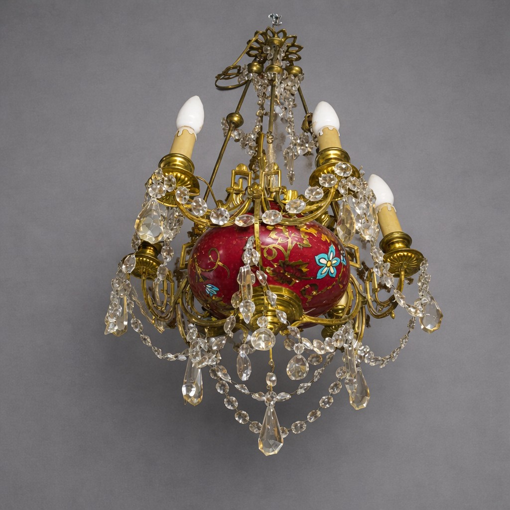 Louis XVI Chandelier In Gilt Bronze And Porcelain (sarregunemines)