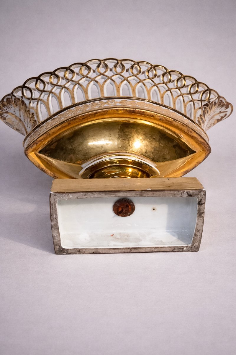 Large Paris Porcelain Bowl – Gold Leaf Gilding-photo-2