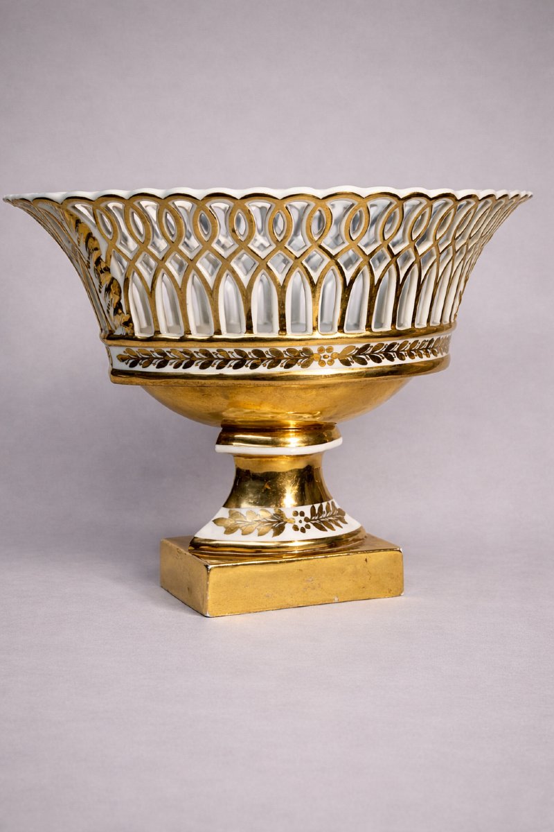 Large Paris Porcelain Bowl – Gold Leaf Gilding-photo-3