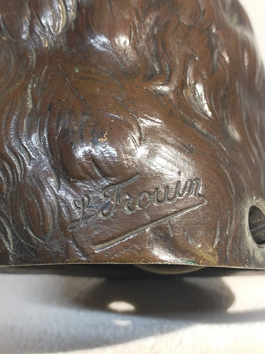 Bronze Nightlight Decorated With An Owl, Signed Frouin – 19th Century-photo-4