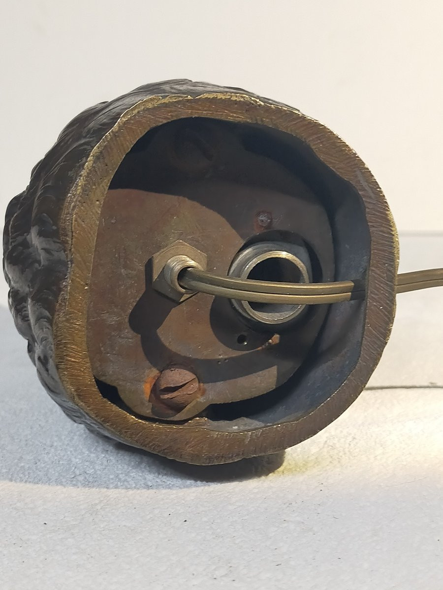 Bronze Nightlight Decorated With An Owl, Signed Frouin – 19th Century-photo-1