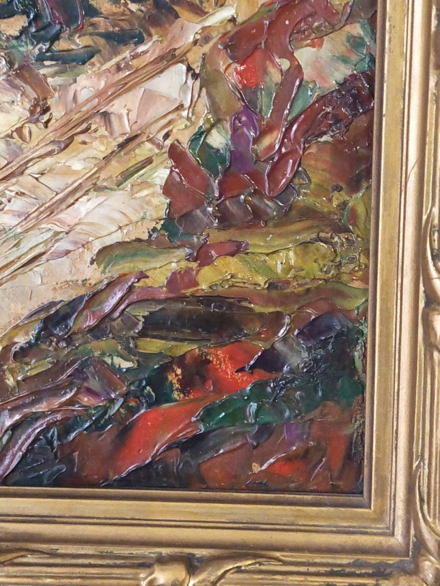 Lucien Poignant – Oil On Canvas, View Of Lake Bourget -photo-4