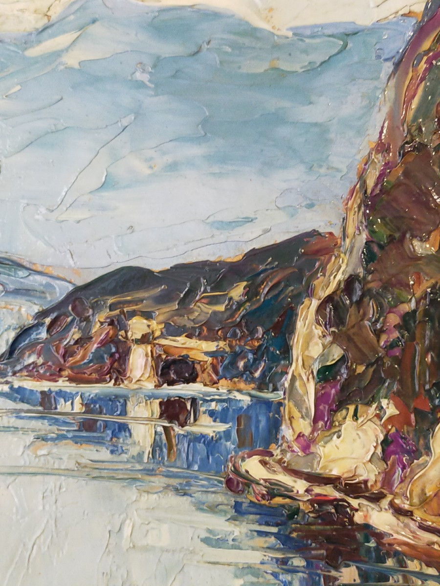 Lucien Poignant – Oil On Canvas, View Of Lake Bourget -photo-1