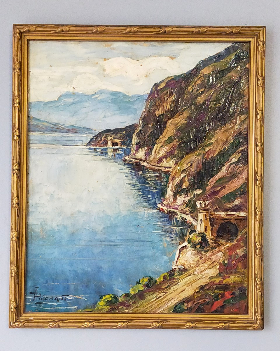 Lucien Poignant – Oil On Canvas, View Of Lake Bourget 