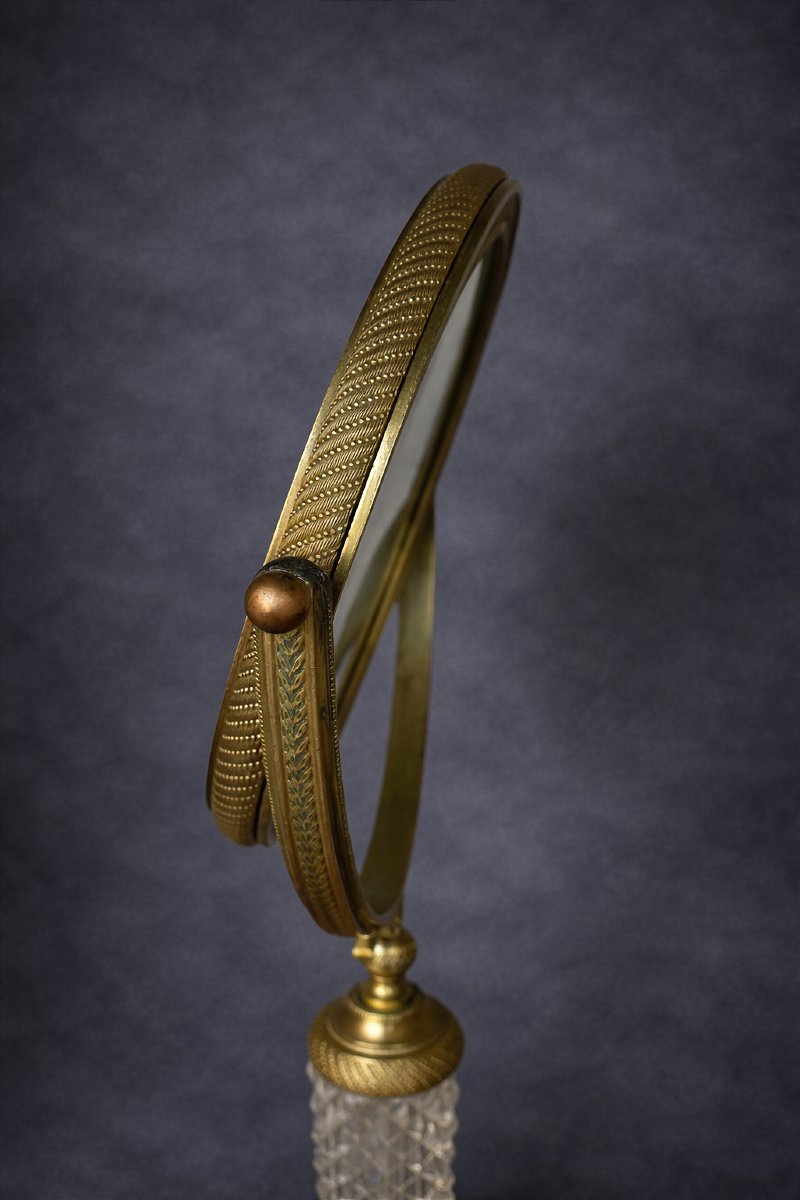 Miroir psyché en bronze et cristal taillé –  début XIXᵉ siècle ( coiffeuse façe a main )-photo-3