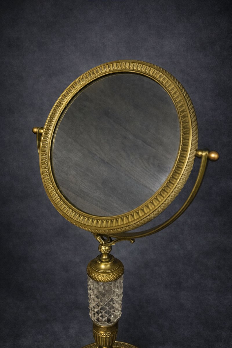 Miroir psyché en bronze et cristal taillé –  début XIXᵉ siècle ( coiffeuse façe a main )-photo-4