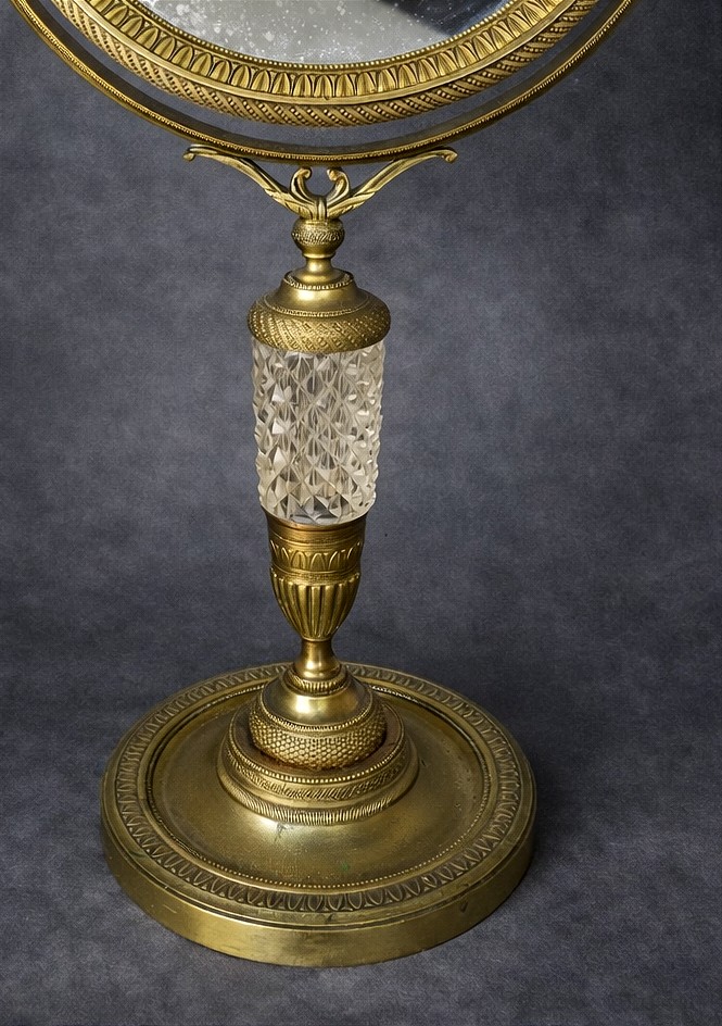 Miroir psyché en bronze et cristal taillé –  début XIXᵉ siècle ( coiffeuse façe a main )-photo-1