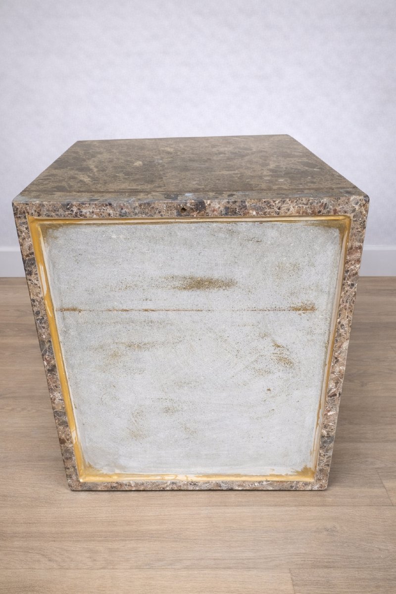 Pair Of Marble Side Tables With Bronze Trim-photo-2