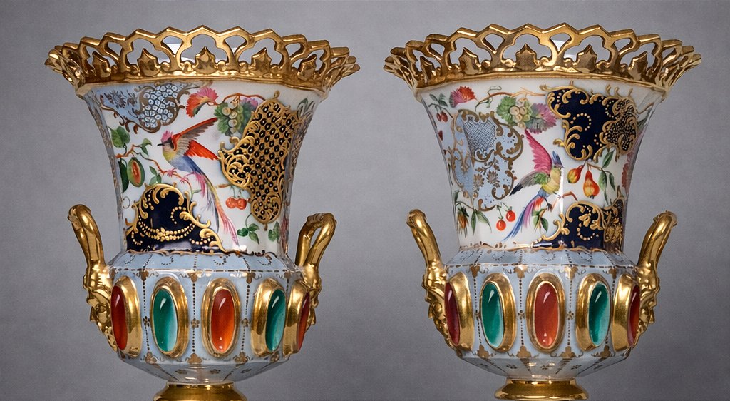 Paire de vases en porcelaine de Vieux Paris – XIXᵉ siècle-photo-3