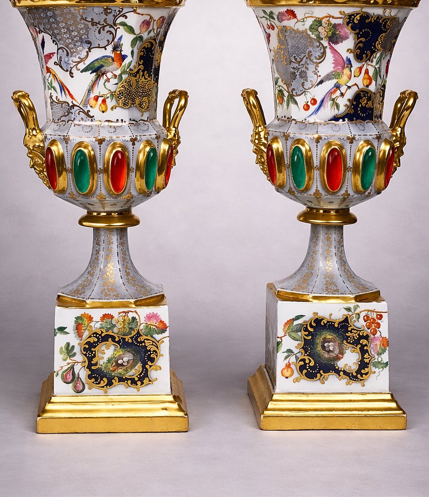 Paire de vases en porcelaine de Vieux Paris – XIXᵉ siècle-photo-5