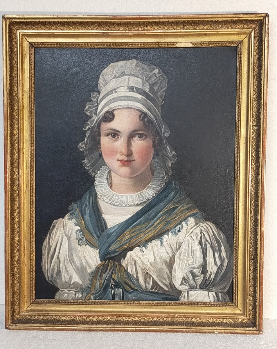 Portrait de jeune femme – Huile sur panneau – Époque Empire