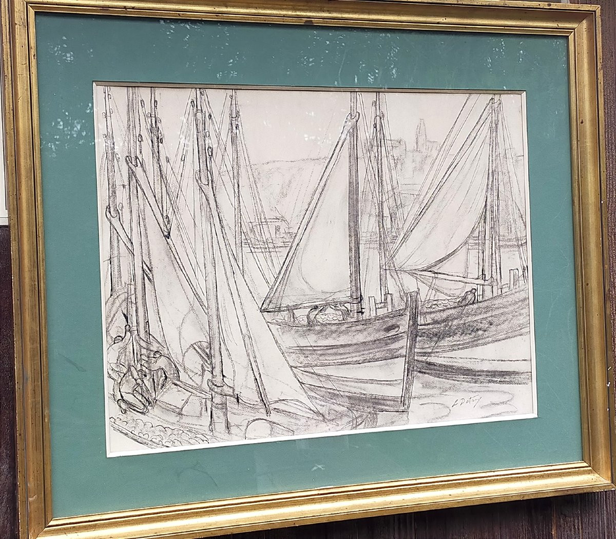 Léon Detroy – Drawing Of Boats In The Port, Crozant School  -photo-1