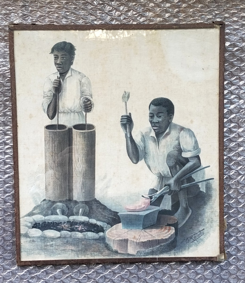 Olivier RATODY (Ratodiarivony 1894 ) Forgerons malgaches au travail (ramanda ratova madagascar)