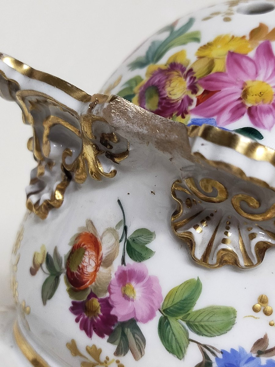 Covered Porcelain Flower Frog By Jacob Petit (1796-1868), Paris -photo-4