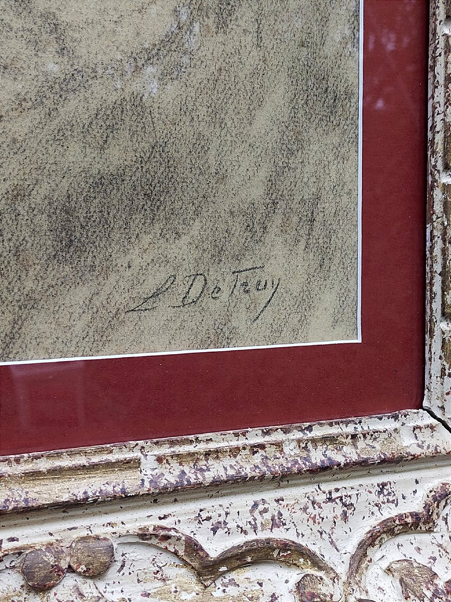 Dessin  Léon Detroy (1859–1955) sud de la france menton– École de Crozant-photo-2