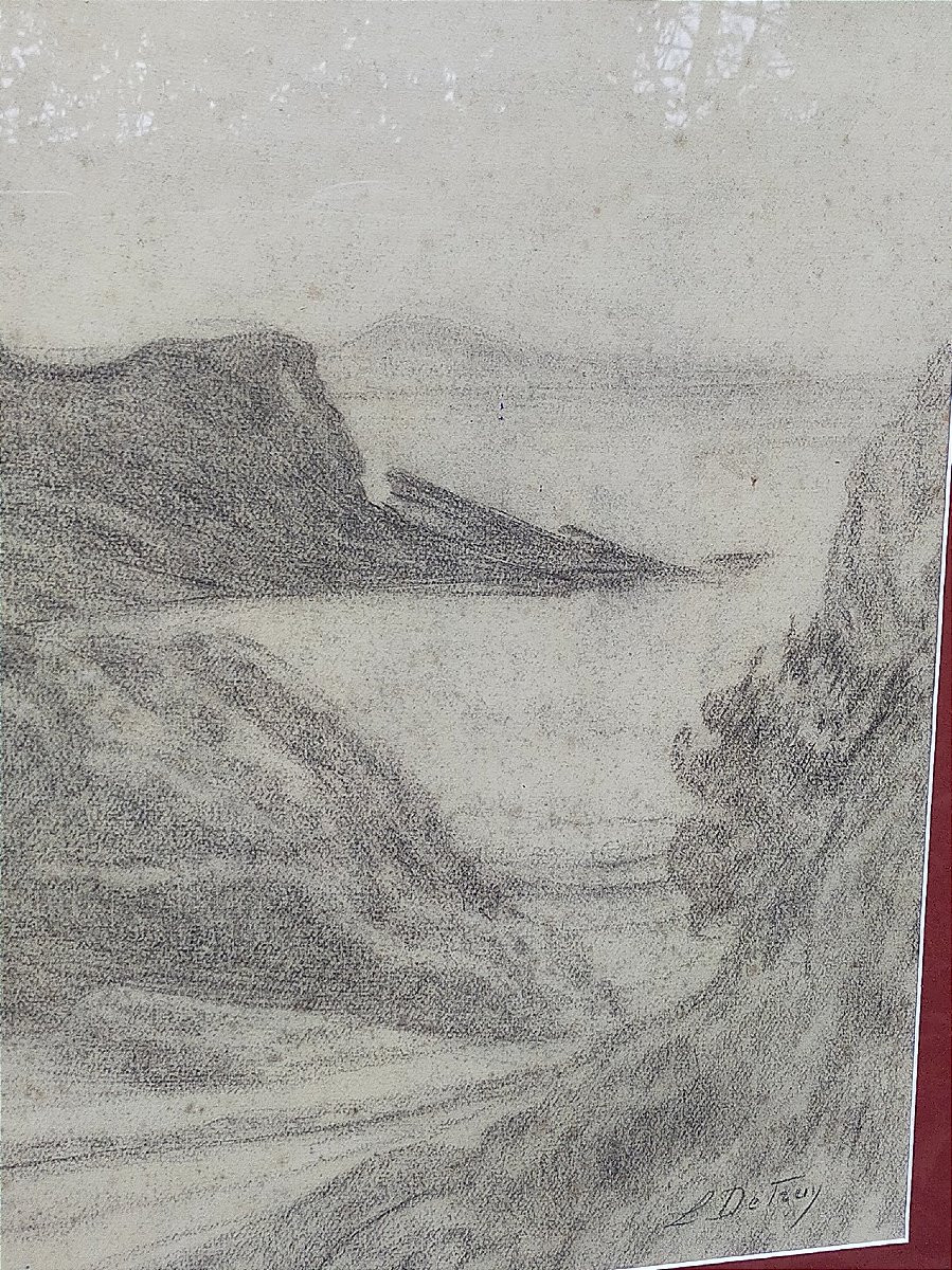 Dessin  Léon Detroy (1859–1955) sud de la france menton– École de Crozant-photo-4