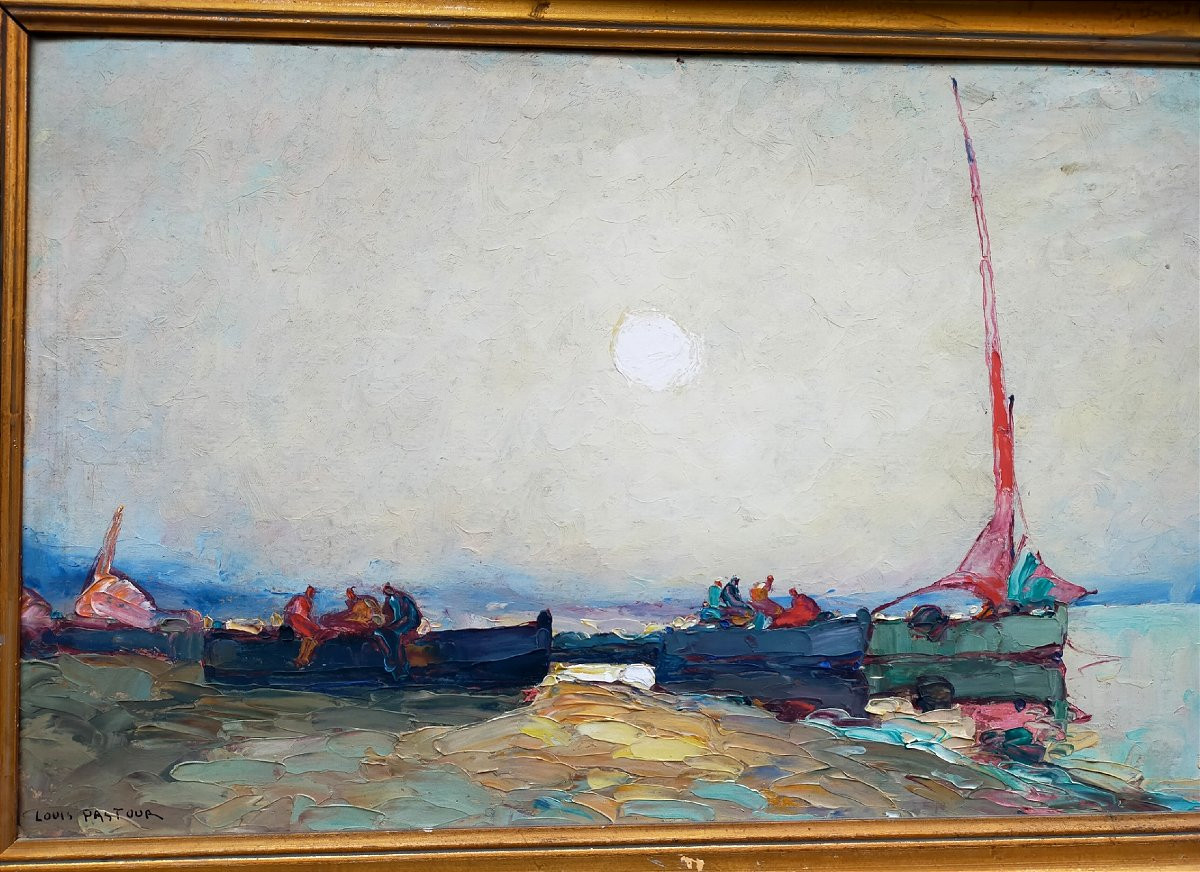 Louis Pastour (1876-1948), Les pêcheurs dans la baie de Cannes-photo-2