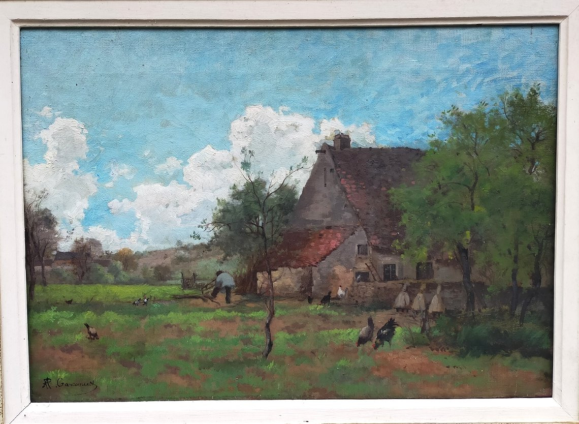 Alfred Garcement (1842-1927) – Lively Farm Scene – Varzy, Nièvre-photo-2