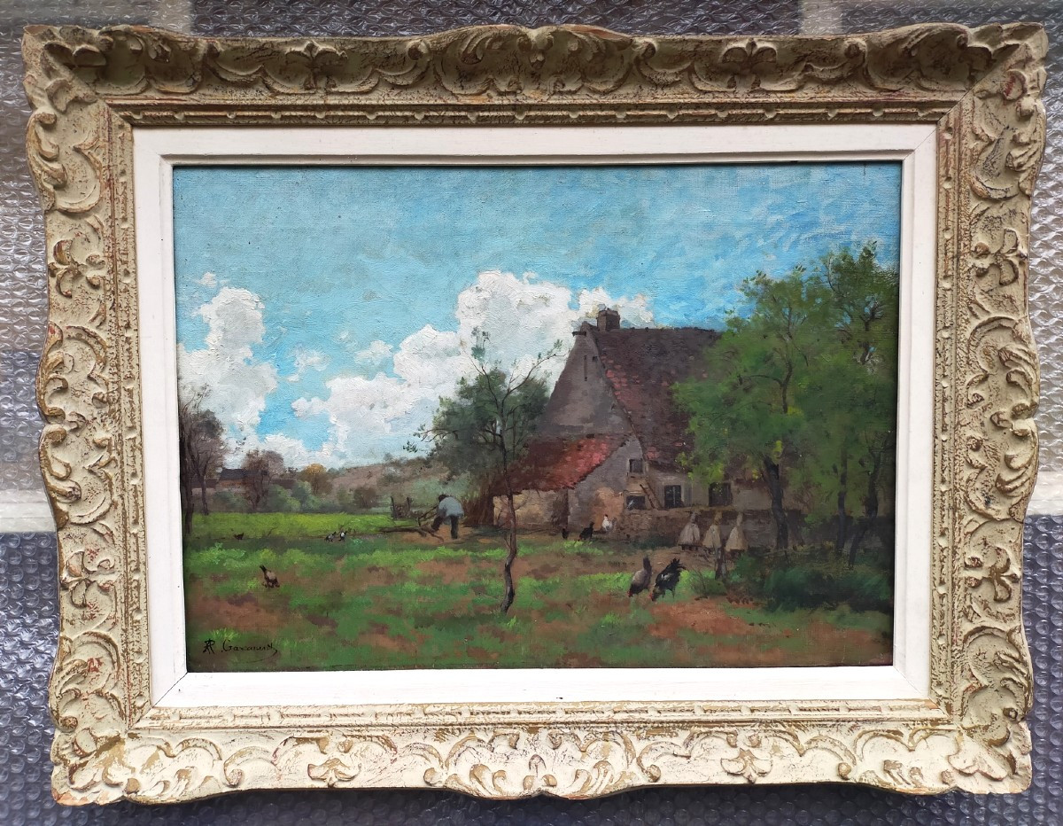 Alfred Garcement (1842-1927) – Lively Farm Scene – Varzy, Nièvre