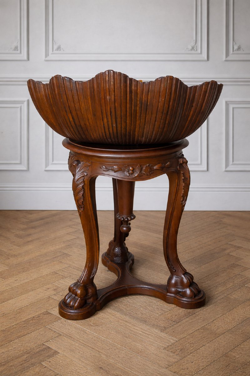 Adjustable Carved Walnut Harpist's Stool – 19th Century-photo-2