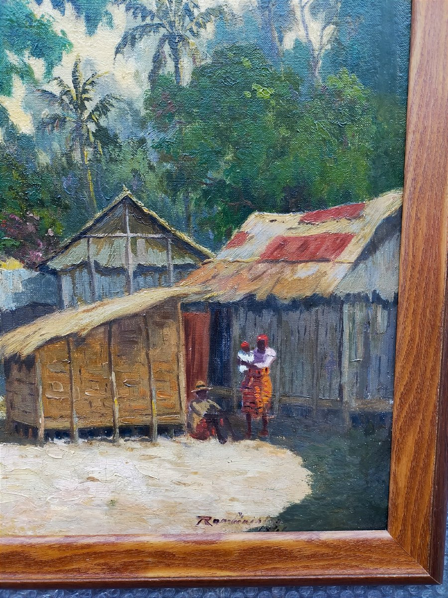 Jean Rambinintsoa 1899/1986 – Village In Madagascar – (malagasy Ratovo Ramanda)-photo-2
