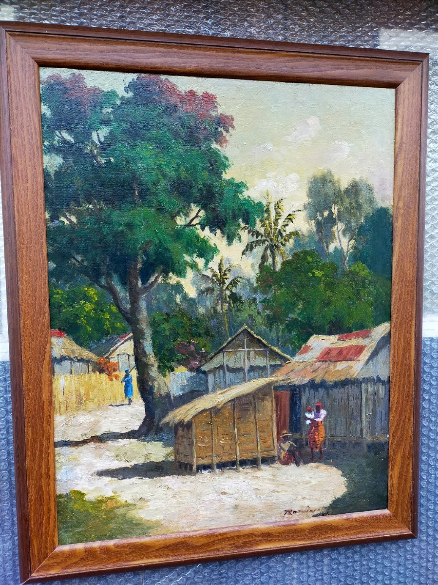 Jean Rambinintsoa 1899/1986 – Village In Madagascar – (malagasy Ratovo Ramanda)-photo-4