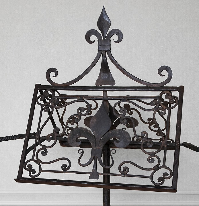 Important Wrought Iron Lectern – 19th Century With Candle Holder -photo-2