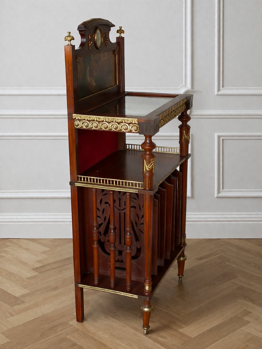 Meuble de Présentation Louis XVI en Noyer et vernis martin  avec miniature-photo-4