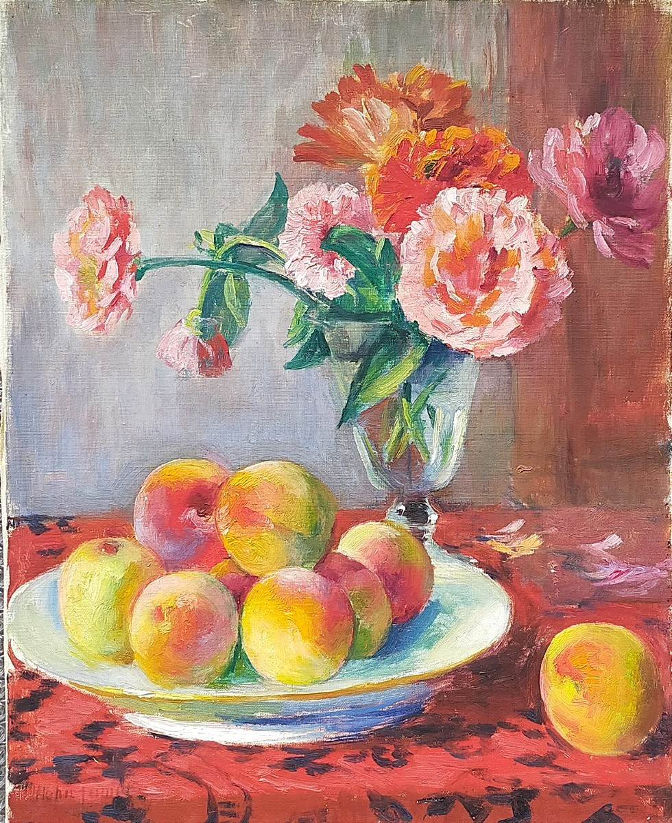 Henri Jamet (1858-1940) - Still Life With Flowers And Fruit - Crozant School