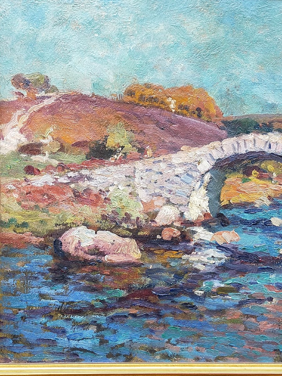 Fernand Maillaud (1863-1948) - Bridge Over The River, Crozant (berry Creuse Limousin )-photo-2