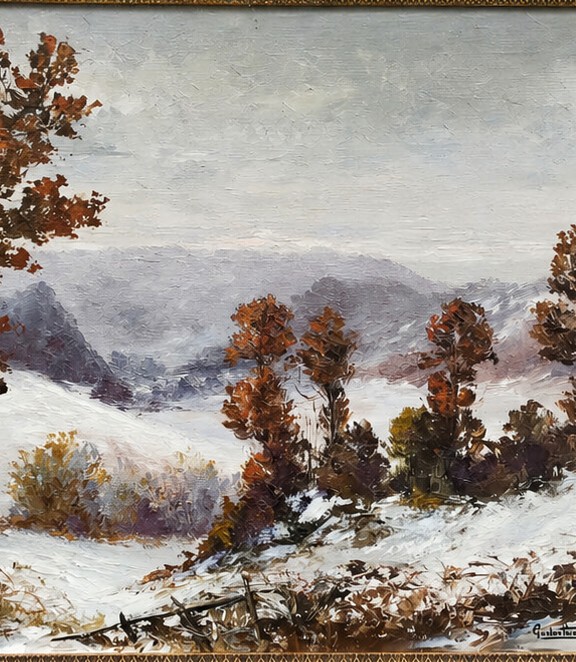 Gaston Thiery (1922–2013) Première neige entre Felletin et Gentioux ( crozant gargilesse )-photo-3