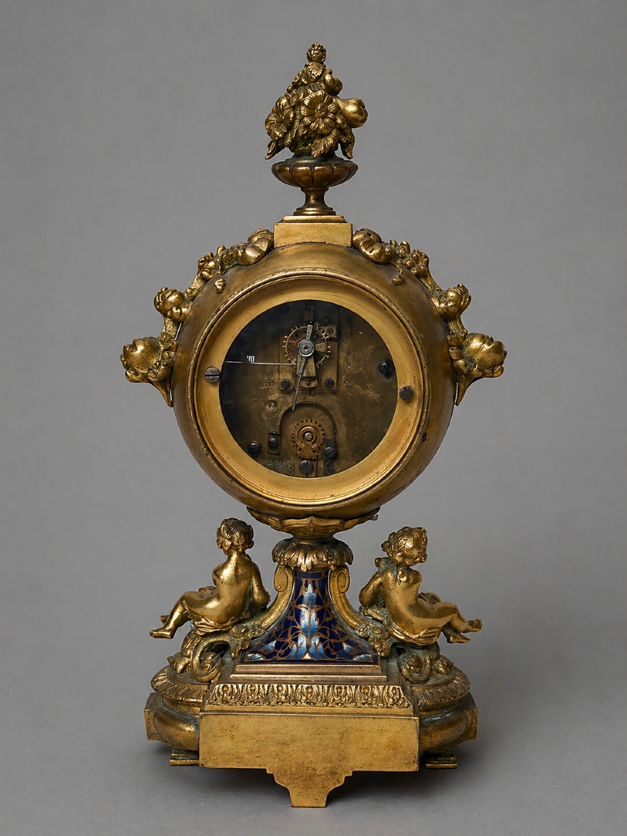 Barbedienne Clock In Cloisonné Enamel And Gilt Bronze-photo-4