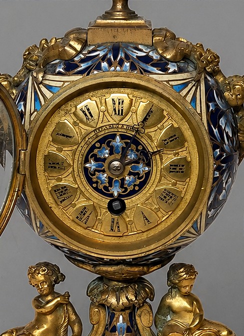 Barbedienne Clock In Cloisonné Enamel And Gilt Bronze-photo-1