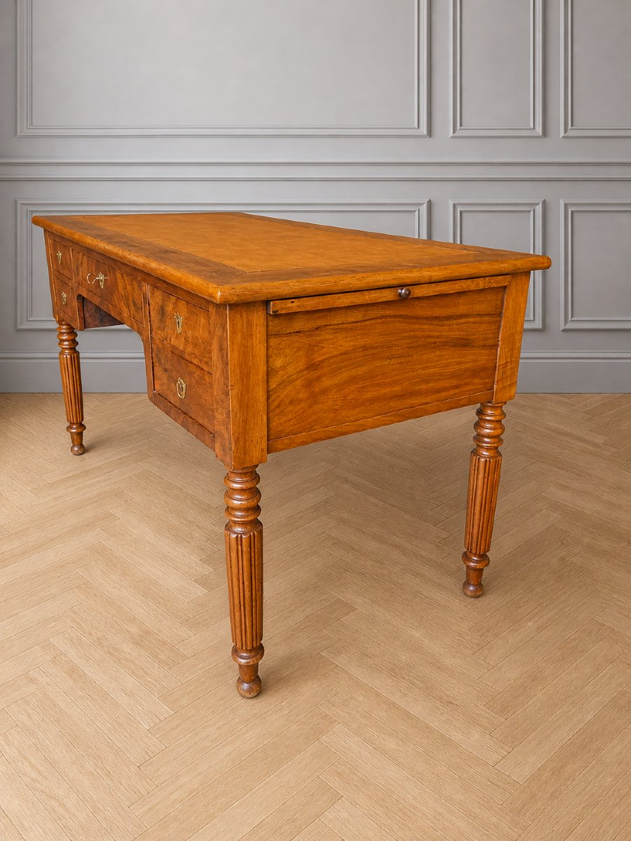 Louis Philippe Burl Walnut Bureau Plat-photo-2