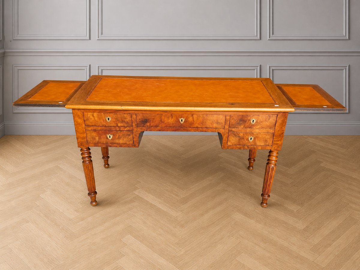 Louis Philippe Burl Walnut Bureau Plat-photo-3