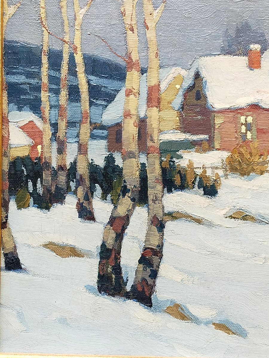 Ohann&egrave;s ALHAZIAN (1881-1958) Paysage enneig&eacute; aux bouleaux  ( arm&eacute;nie norv&egrave;ge finlande)-photo-2