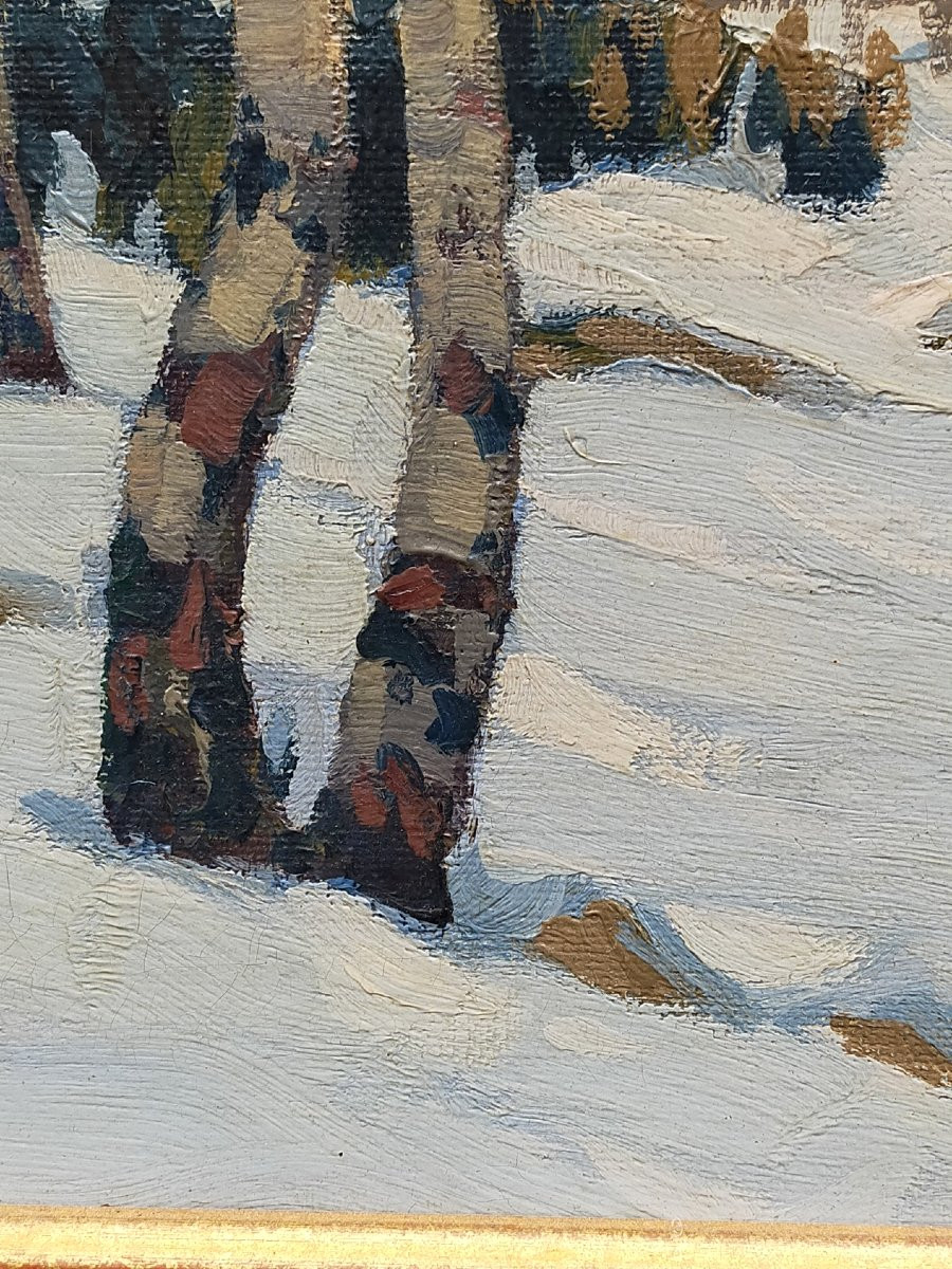 Ohann&egrave;s ALHAZIAN (1881-1958) Paysage enneig&eacute; aux bouleaux  ( arm&eacute;nie norv&egrave;ge finlande)-photo-4