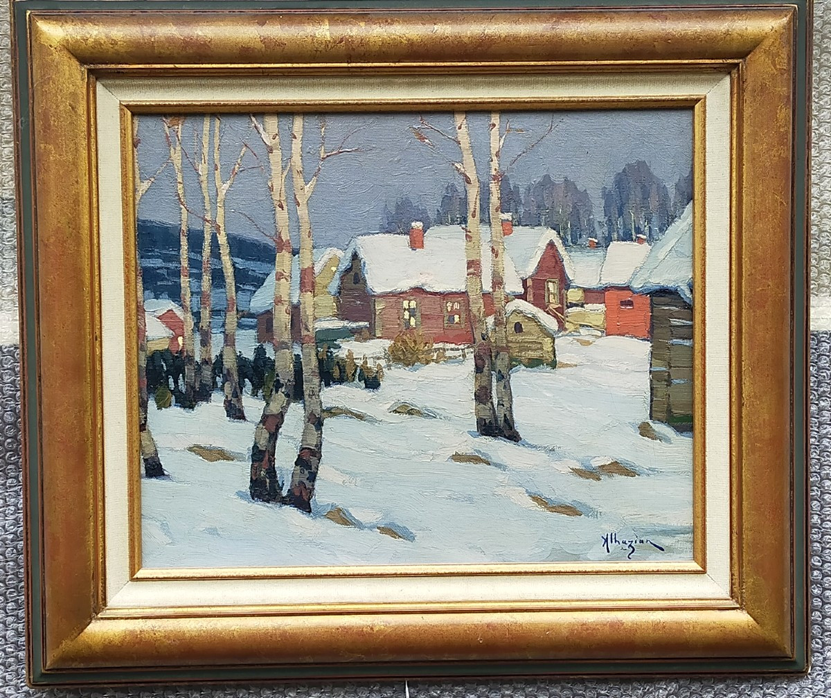 Ohann&egrave;s ALHAZIAN (1881-1958) Paysage enneig&eacute; aux bouleaux  ( arm&eacute;nie norv&egrave;ge finlande)