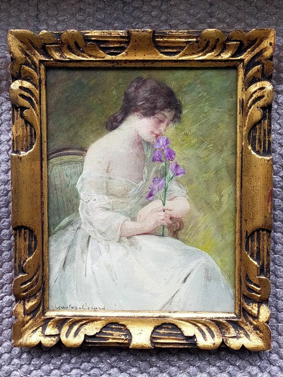Gaston Gérard (1859) - Young Woman With Irises