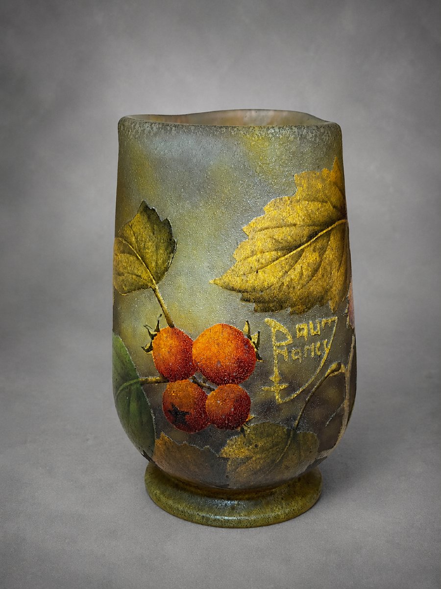 vase miniature Daum Nancy &ndash; vers 1900 &ndash; d&eacute;cor aux cynorrhodons-photo-3