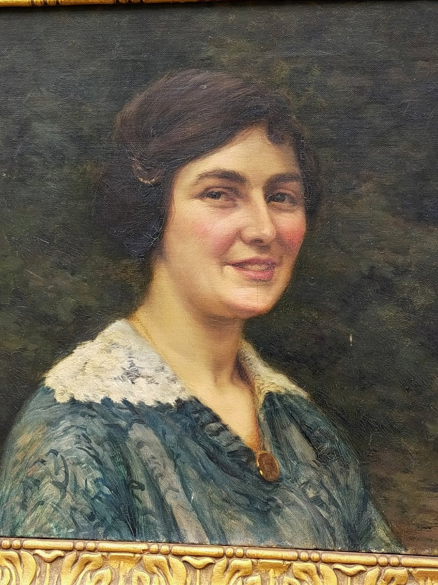 Ernest Châteignon (1863- 1910) – Portrait de jeune femme (art nouveau art deco)-photo-3