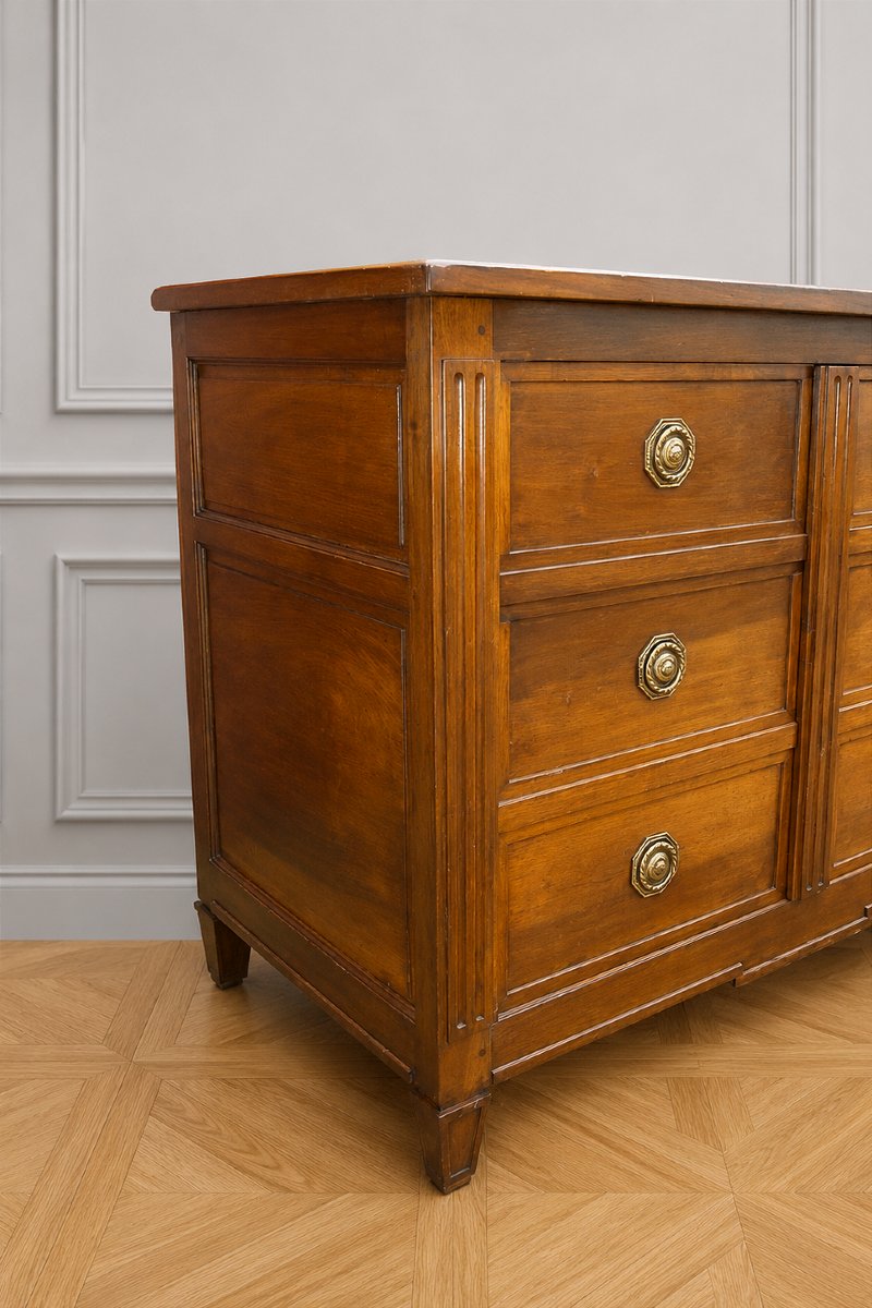 Louis XVI Period Trompe-l'oeil Sideboard And Chest Of Drawers-photo-3