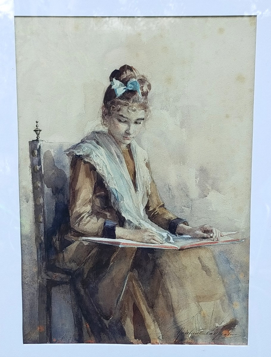 Madeleine Carpentier (1865-1949) Young Woman Reading