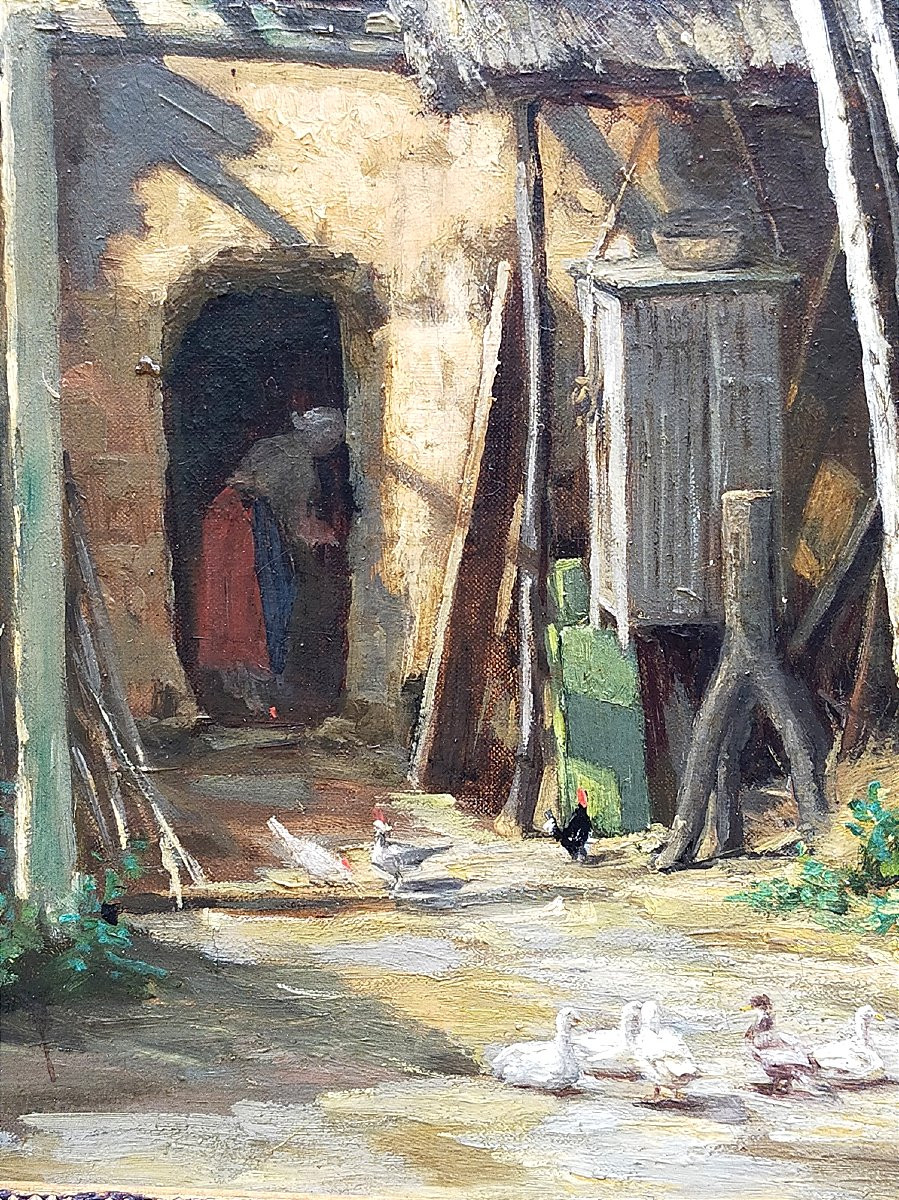 M. Jouanni, 1887 - Farm Scene Of Ducks And Poultry-photo-4